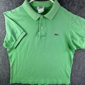 LACOSTE Size 4 Men's Mesh Cotton Croc Logo Polo Shirt Green Peru Short Sleeve